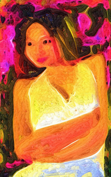 美女油畫 抽象油畫 油畫
