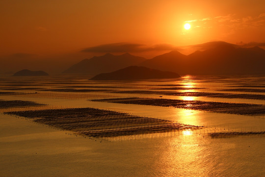 霞浦海上夕阳风光