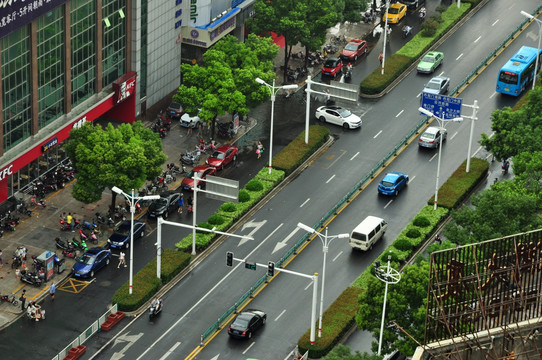 俯瞰城市街道