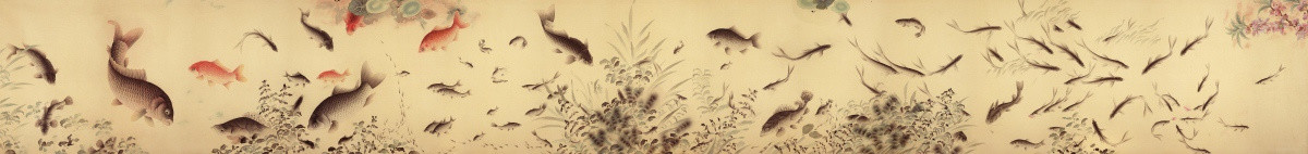 国画 风水鱼 工笔画 温郎春