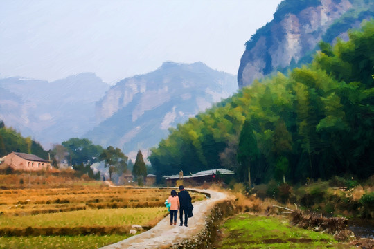 回家 油画