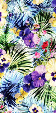 時(shí)尚數(shù)碼印花女裝面料花型未分層