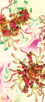 時尚數(shù)碼印花女裝面料花型未分層