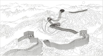 藝術(shù)玻璃圖長(zhǎng)城（單線未閉合）