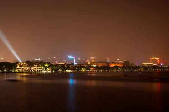 杭州西湖夜景 城市灯火
