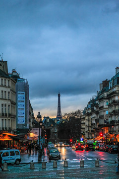 法国巴黎街头埃菲尔铁塔