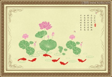 荷花小池硅藻泥背景墻