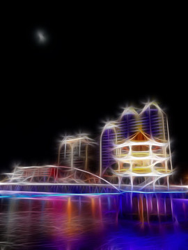 城市夜景 抽象畫