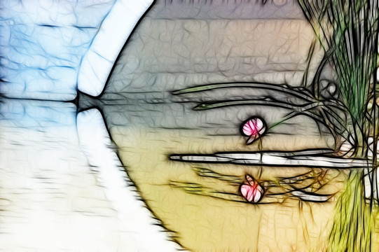 荷花 抽象畫(huà) 裝飾畫(huà) 無(wú)框畫(huà)