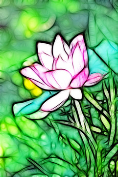 荷花 抽象畫(huà) 裝飾畫(huà) 無(wú)框畫(huà)