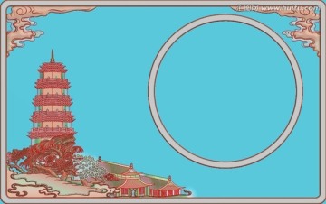 寶塔茶盤 茶盤精雕圖 灰度圖