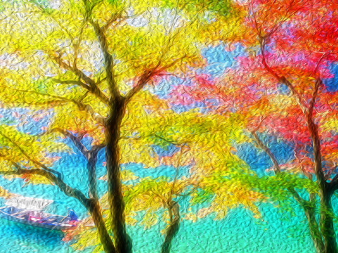 枫树枫叶抽象油画装饰画