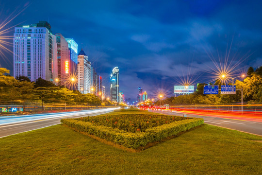 深圳深南大道 竹子林 夜景