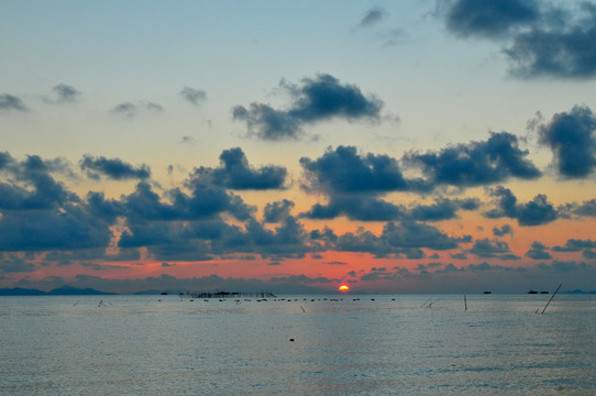 海洋海岛 海上日落 黄昏 海边