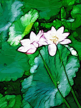 油畫(huà) 荷花油畫(huà) 裝飾畫(huà) 無(wú)框畫(huà)