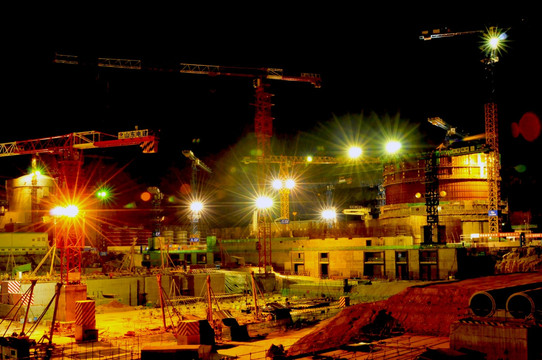 特大型工程建设 施工夜景