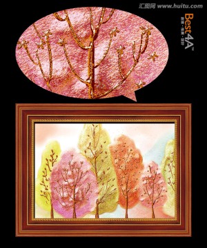 欧式立体树木风景油画装饰画