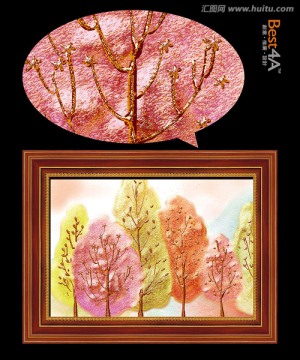 歐式立體樹木風(fēng)景油畫裝飾畫