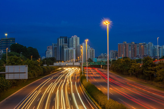 公路 城市道路 夜景