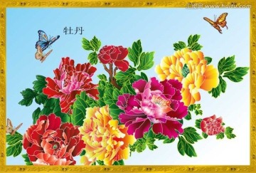 矢量牡丹圖
