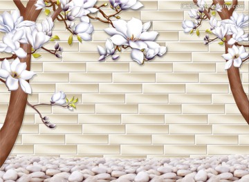 3D浮雕壁畫 玉蘭花開