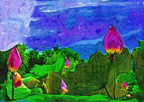 荷花 抽象畫