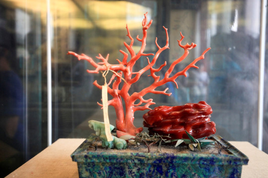 故宫藏品 红珊瑚盆景