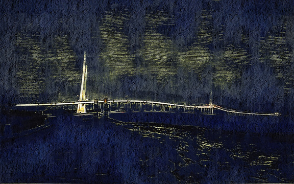 大桥 抽象画