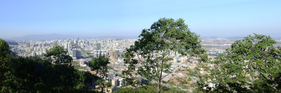 山顶俯瞰城市 城市鸟瞰图