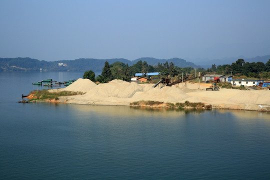 湖水 沙场 码头 水岸 风景