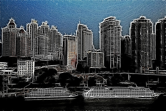 城市風(fēng)光 抽象畫(huà)