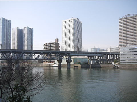 沿河城市 铁桥