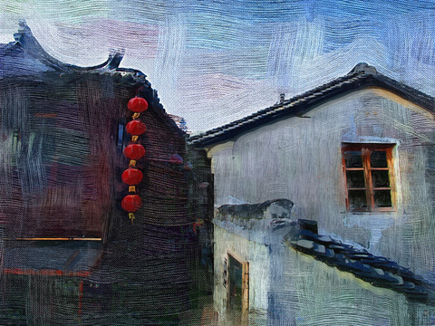 電腦油畫(huà) 水鄉(xiāng)周莊