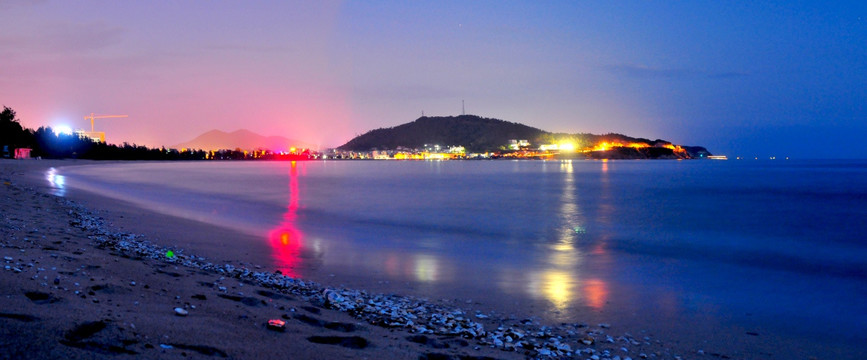 渔港之夜 海滨夜色 海边小镇