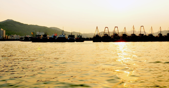 渔港的早晨 渔船 码头