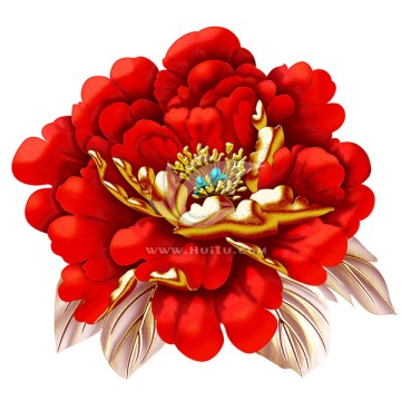 psd質(zhì)感金屬牡丹花卉素材