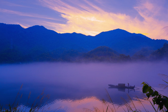 小东江 朝霞 晨雾