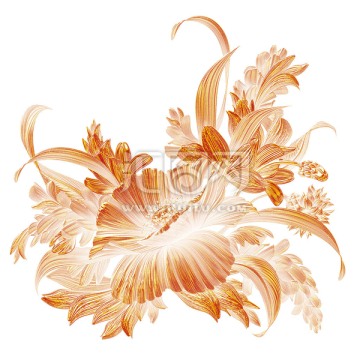 超高清黃金金屬拉絲花卉無(wú)框畫(huà)