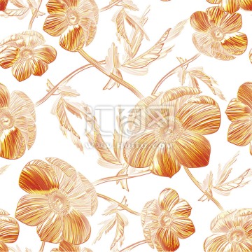 無限拼接精致質感黃金拉絲花卉