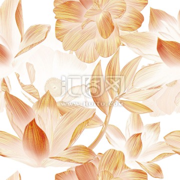 高清無限拼接金絲花卉底紋背景