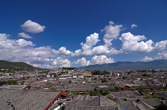 丽江古镇大研古城古建筑群全景