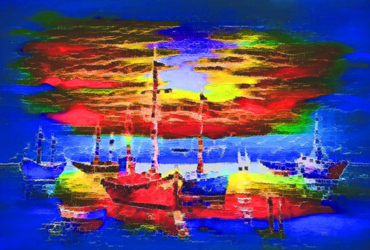 色彩 抽象 裝飾畫 油畫