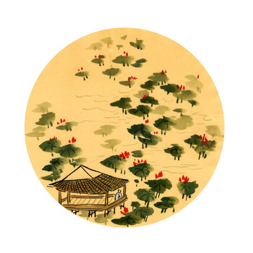 觀荷圖 裝飾畫 國畫