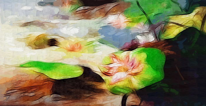 荷花抽象油畫(huà) 中國(guó)風(fēng) 荷