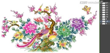 牡丹雙鳳