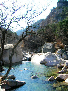 青岛崂山北九水山涧溪流