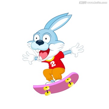 玩滑板的兔子