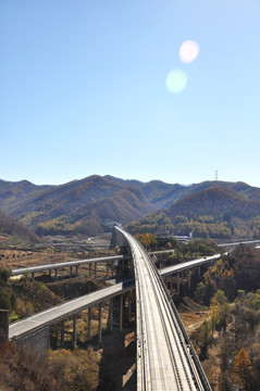 桥梁 大桥 水墨 风格 大山