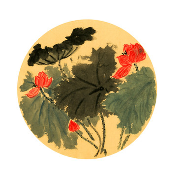 紅荷麗影 裝飾畫 水墨畫
