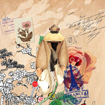 鮮花昆蟲復古插畫
